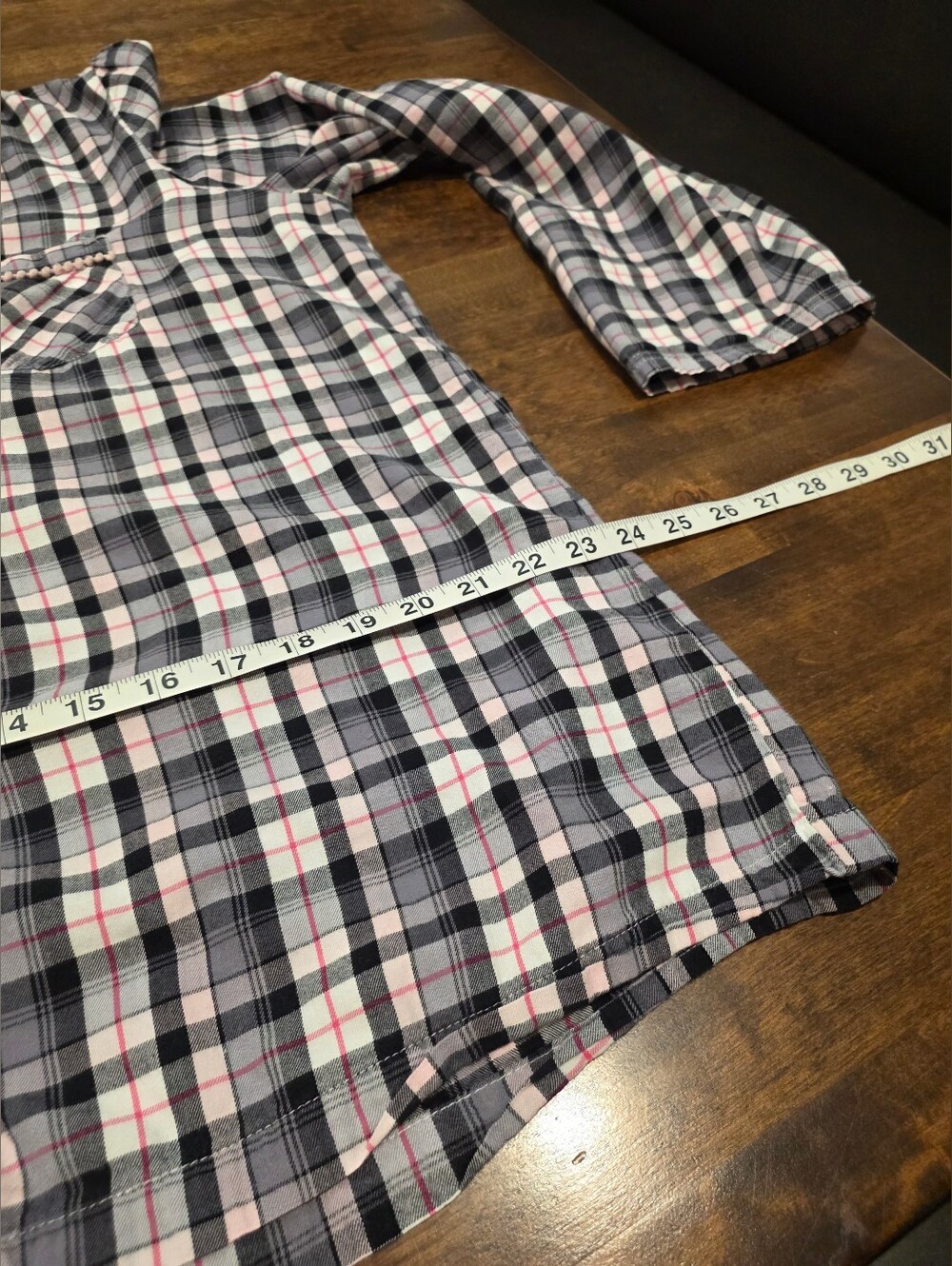 Victoria's Secret Black White Pink Plaid Pajama Set Long Sleeve Button Pants XL - Picture 15 of 16